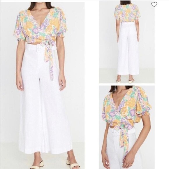 Faithfull the Brand Shirt NWT Revolve La Cole Wrap Top Ade Floral Print 10 - Picture 1 of 10